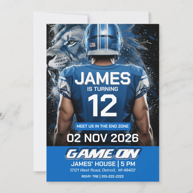 Invitation de billet d'anniversaire de football mo (Devant)