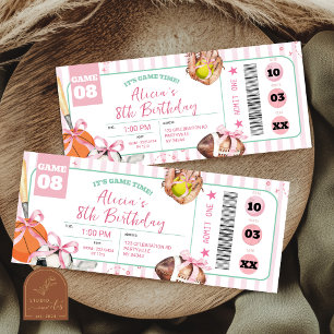 Invitation de billet d'anniversaire de sports d'ar