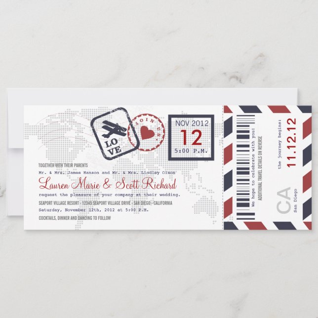 Invitation de billet d'avion Pass (Devant)