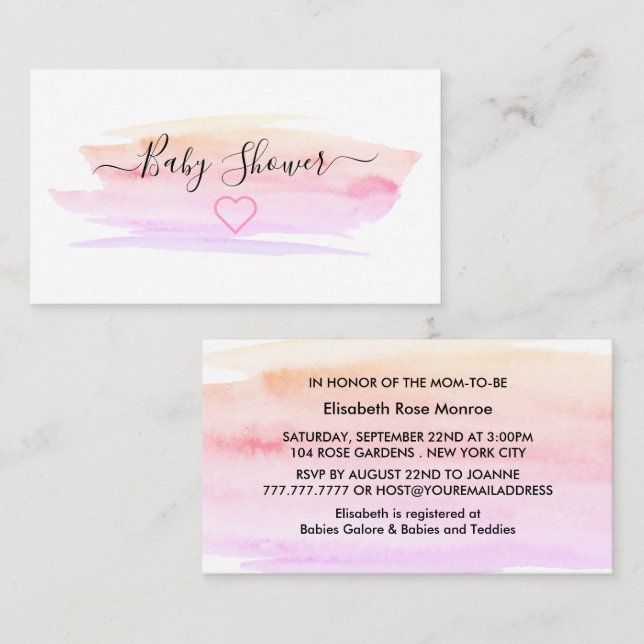 Invitation de billet de Baby shower de brosse d'aq (Devant / Derrière)