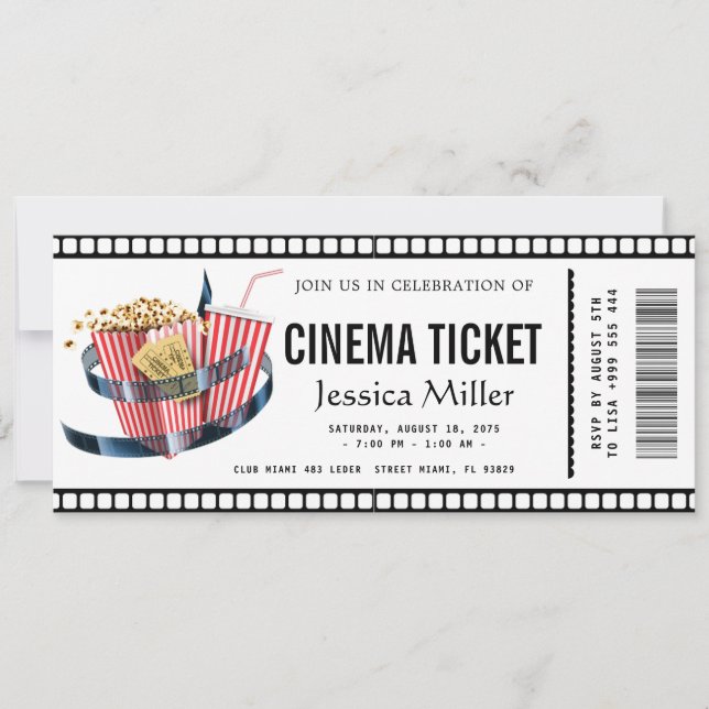 Invitation de billet de cinéma (Devant)