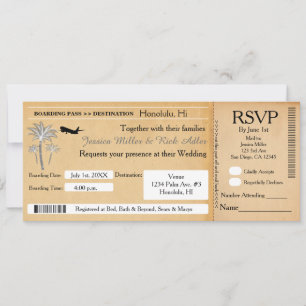 Invitation de billet de destination de mariage vin