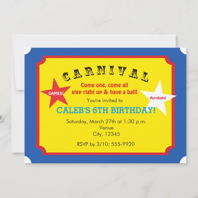 Invitation de billet de fête d'anniversaire de car (Devant)