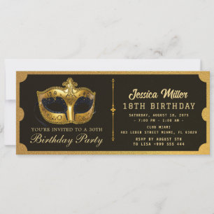 Invitation de billet de fête d'anniversaire doré