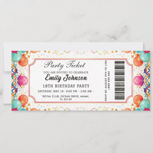 Invitation de billet de fête d'anniversaire doré 2 (Devant)