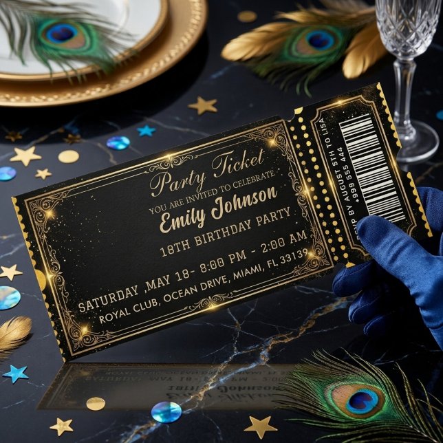 Invitation de billet de fête d'anniversaire doré 2 (Créateur téléchargé)