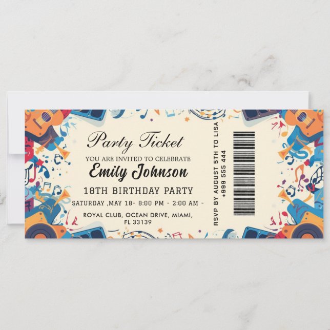 Invitation de billet de fête d'anniversaire doré 2 (Devant)