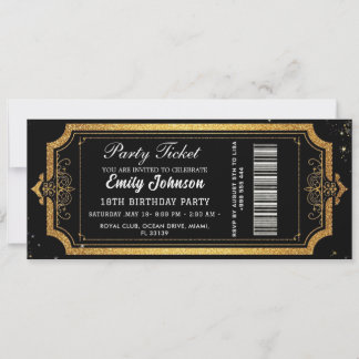 Invitation de billet de fête d'anniversaire doré 2