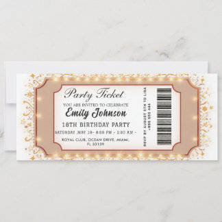 Invitation de billet de fête d'anniversaire doré 2