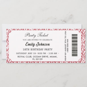 Invitation de billet de fête d'anniversaire rose 2