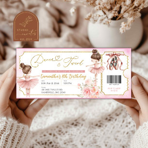 Invitation de billet de fête de ballerine de danse