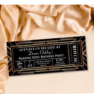 Invitation de billet de fête des années 20 rugissa