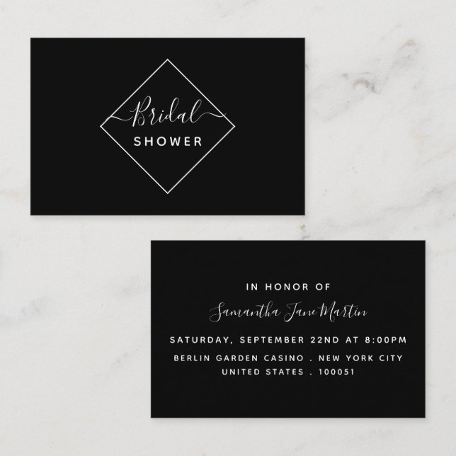 Invitation de billet de Fête des mariées Diamond n (Devant / Derrière)
