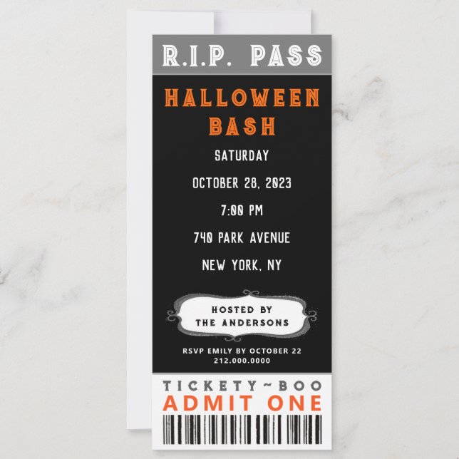Invitation de billet de fête d'Halloween (Devant)