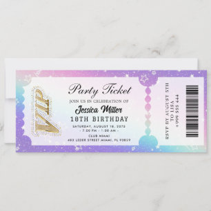 Invitation de billet de fête doré