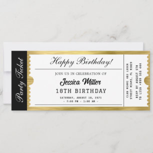 Invitation de billet de fête doré