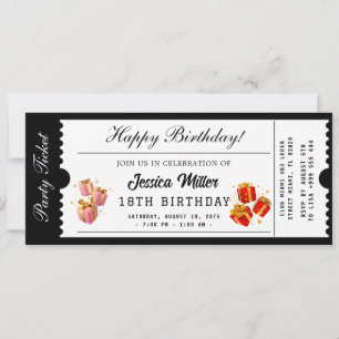 Invitation de billet de fête doré