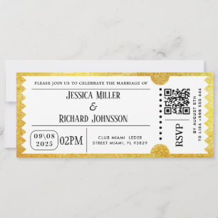 Invitation de billet de fête doré