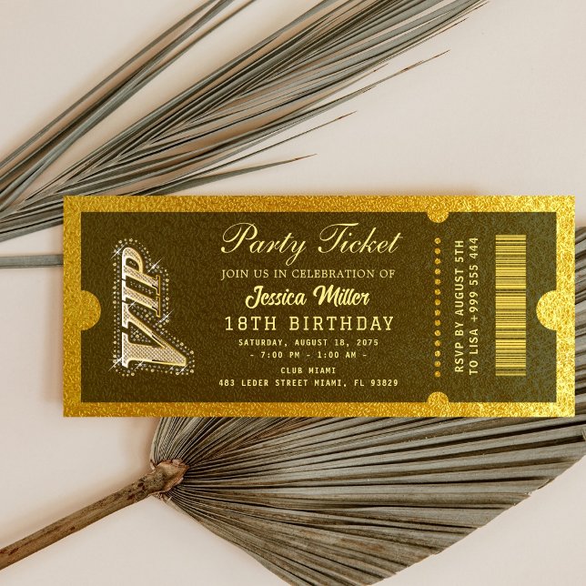 Invitation de billet de fête doré (Créateur téléchargé)