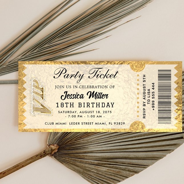 Invitation de billet de fête doré (Créateur téléchargé)