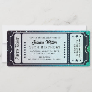 Invitation de billet de fête doré