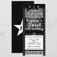 Invitation de billet de fête noire et blanche de l