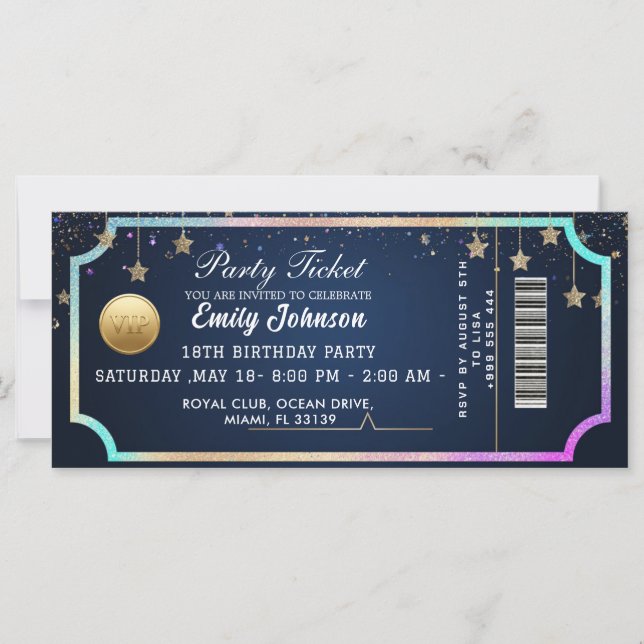 Invitation de billet de fête or 2026 (Devant)