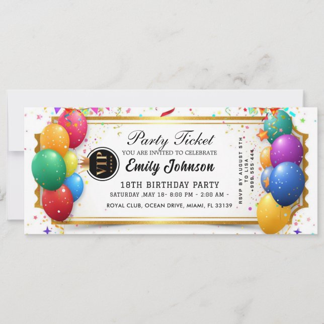 Invitation de billet de fête or 2026 (Devant)
