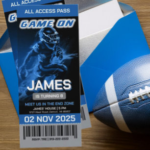Invitation de billet de football bleu modifiable