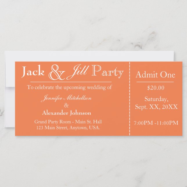 Invitation de billet de la douche Jack et Jill Ora (Devant)