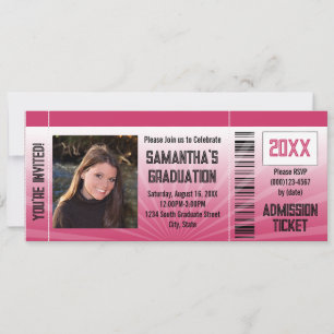 Invitation de billet de la fête de graduation rose