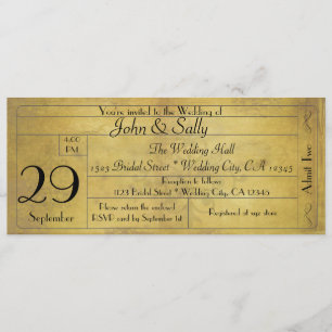 Invitation de billet de mariage à l'ancienne vinta