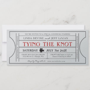 Invitation de billet de mariage de film vintage