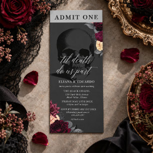 Invitation de billet de mariage floral gothique