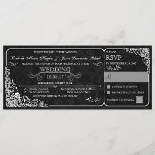 Invitation de billet de mariage victorien avec RSV