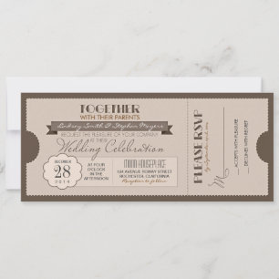 invitation de billet de mariage vintage