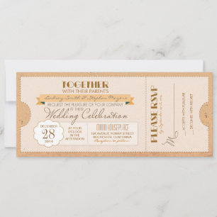 invitation de billet de mariage vintage