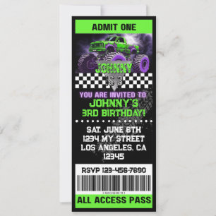 Invitation de billet de Monster Truck