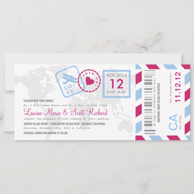 Invitation de billet de par avion de carte (Devant)