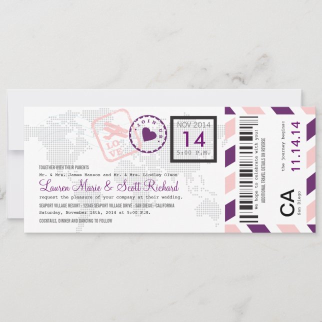 Invitation de billet de par avion de carte (Devant)