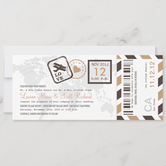 Invitation de billet de par avion de carte (Devant)