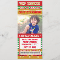 INVITATION DE BILLET DE PHOTO DE FOOTBALL ROUGE &