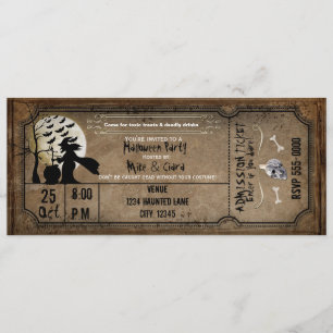 Invitation de billet de sorcière vintage Halloween