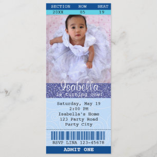 Invitation de billet Paillettes Bleues Photo Ciném