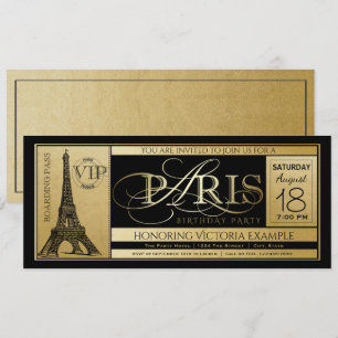 Invitation de billet pour fête d'anniversaire à Pa