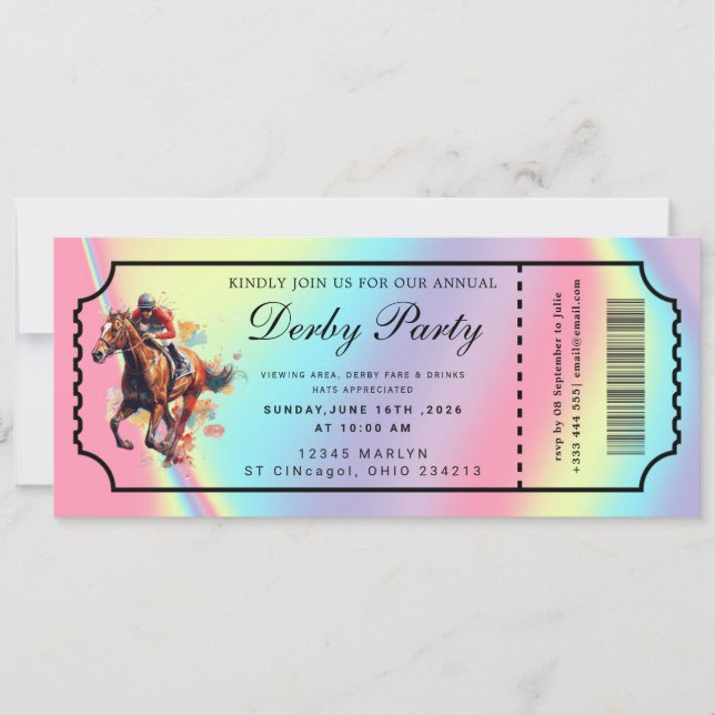 Invitation de billet pour le Derby du Kentucky (Devant)
