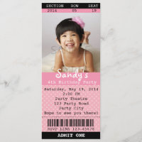 Invitation de billet (rose) avec photo - Théâtre/C