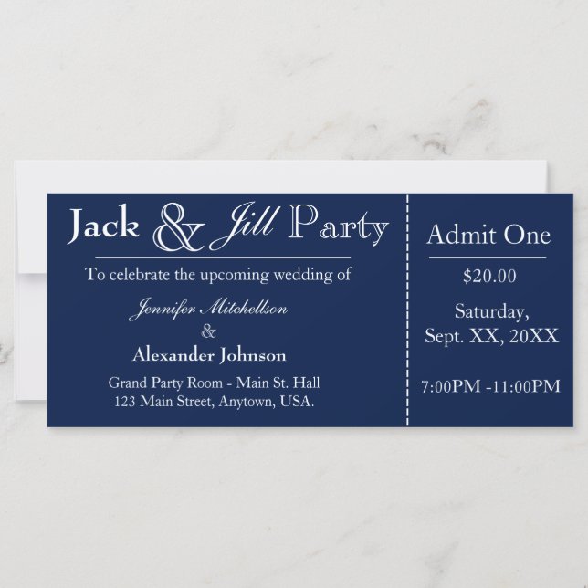 Invitation de billets de la Marine Blue Jack et Ji (Devant)