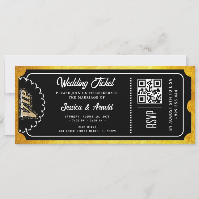 Invitation de billets de mariage d'or (Devant)