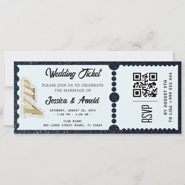 Invitation de billets de mariage d'or (Devant)